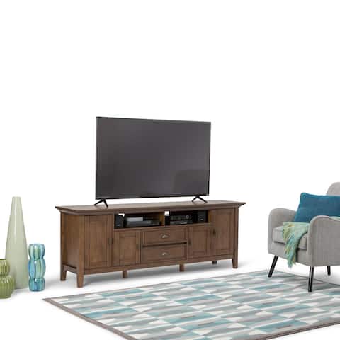 WYNDENHALL Mansfield SOLID WOOD 72 inch Wide Transitional TV Media Stand For TVs up to 80 inches - 72'' W x 16.5'' D x 26'' H