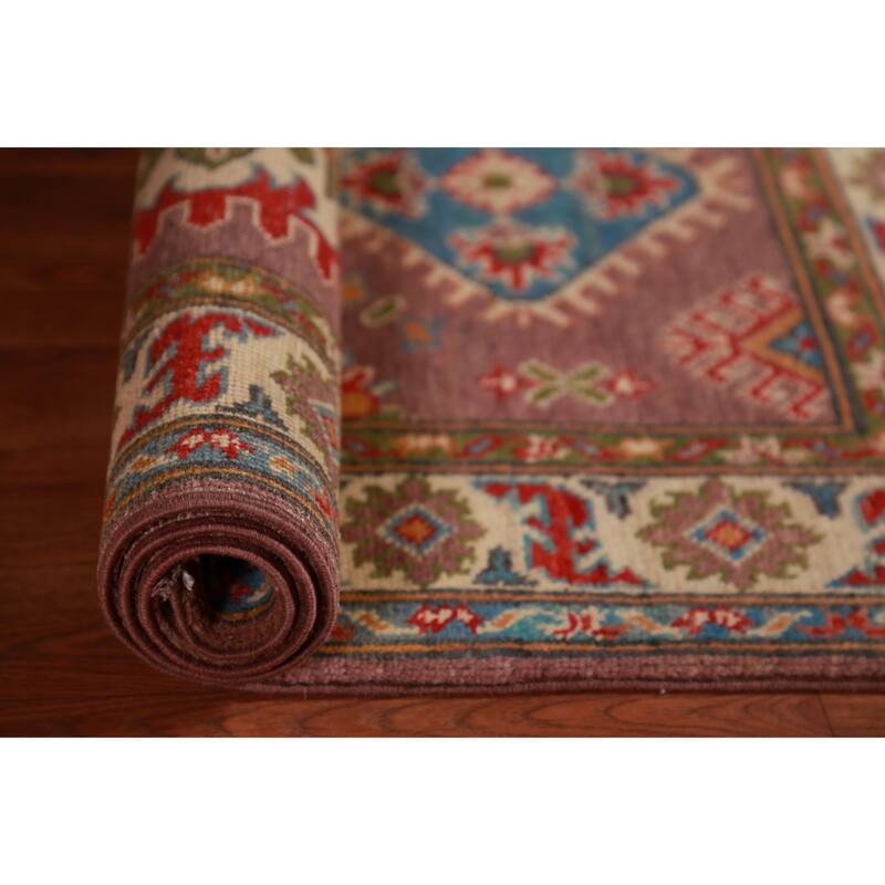Brown Kazak Foyer Rug Hand-Knotted Wool Carpet - 2'7"x 4'0"