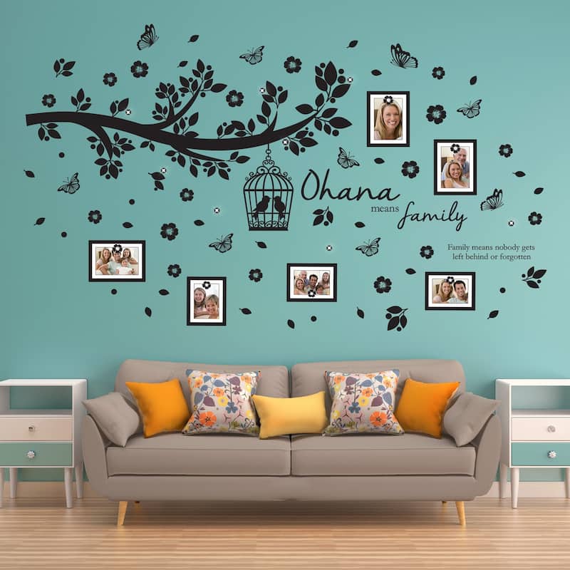Walplus Family Tree Photo Frame Birdcage Butterfly Wall Stickers Decor