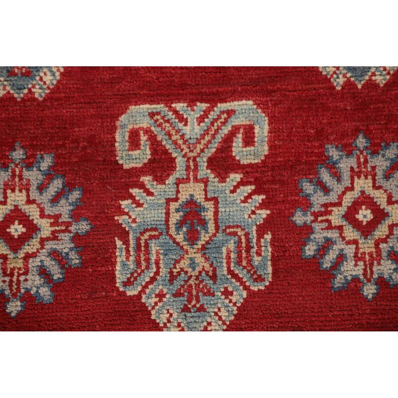 Geometric Kazak Runner Rug Hand-Knotted Traditional Wool Carpet - 2'8" x 9'4"