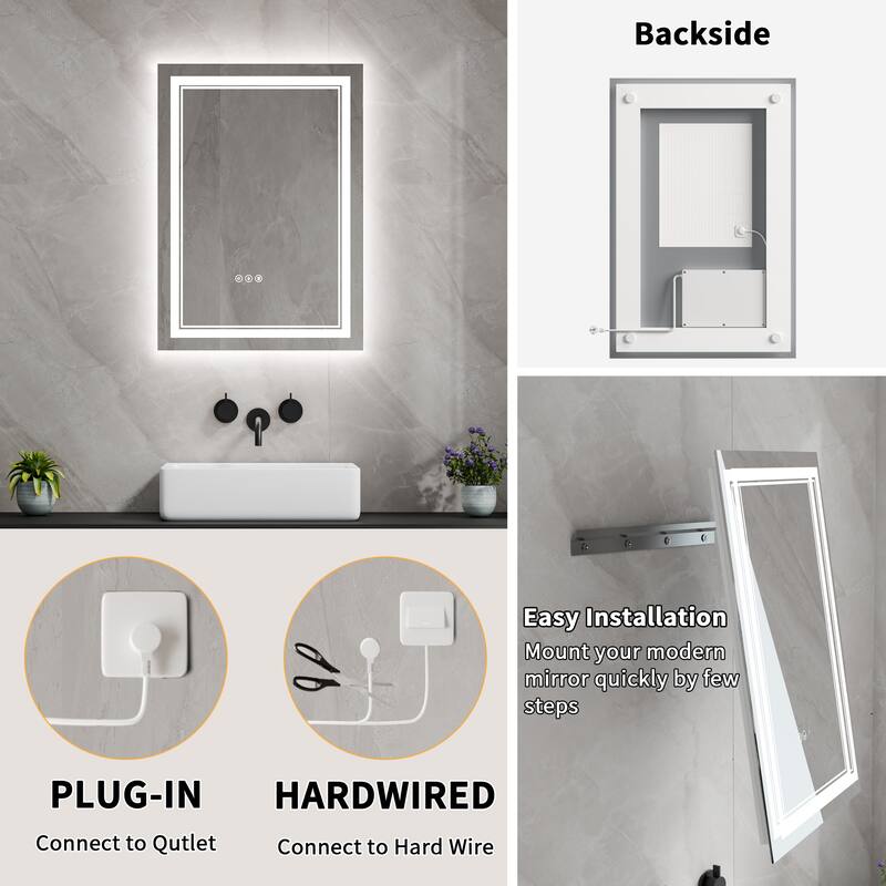 Modland Small Size LED Bathroom Mirror Back & Front Lighted Anti-Fog