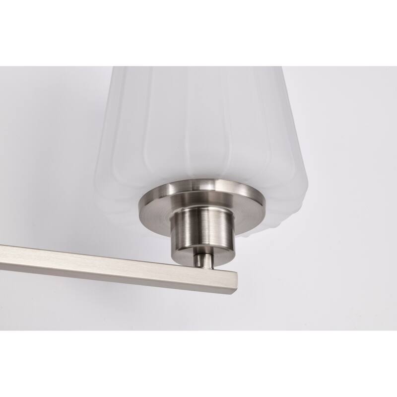 Lune 3 Light Vanity Brushed Nickel Finish Etched White Glass - Brushed Nickel