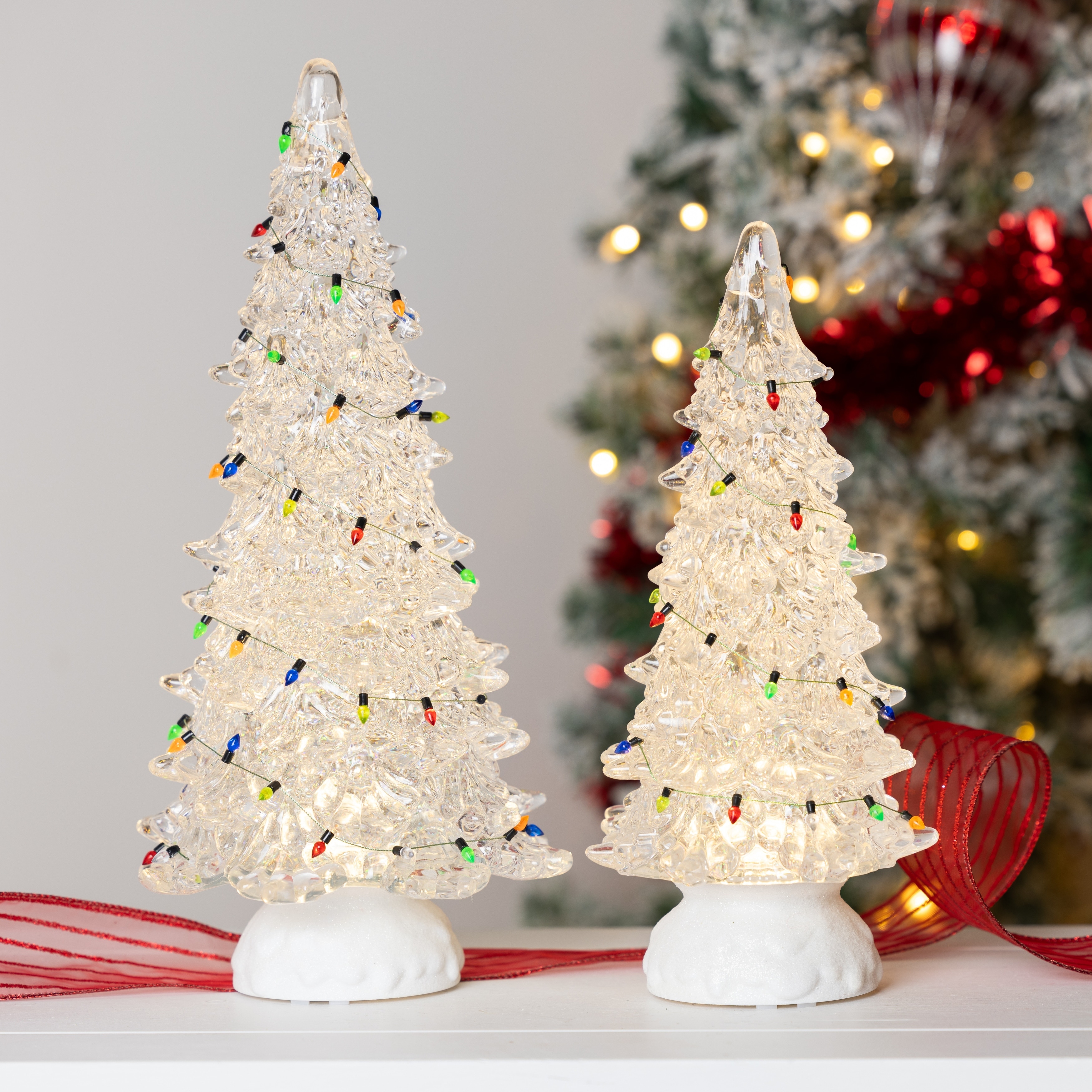 Off-White Christmas Glitz Tree with Vintage Lights for Holiday