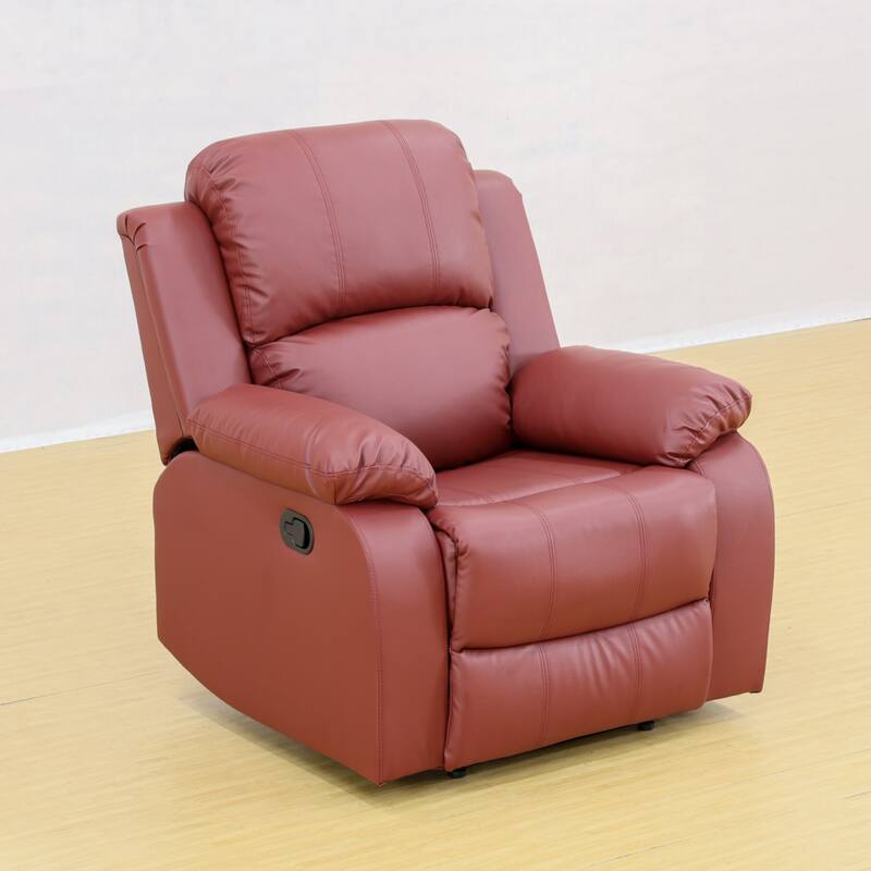 KISRAIS 38.5" Wide Faux Leather Manual Recliner Chair - Red