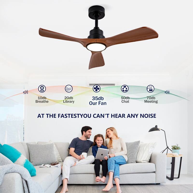 42" Ceiling Fan with Light 3 ABS Blades Remote Control Reversible DC Motor