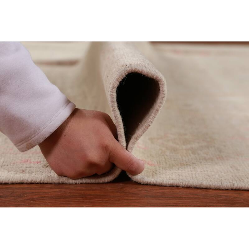 Hand Knotted Oriental 100% Wool Carpet Transitional All-Over Beige & Ivories Oushak Area Rug - 10' 0'' X 8' 0''