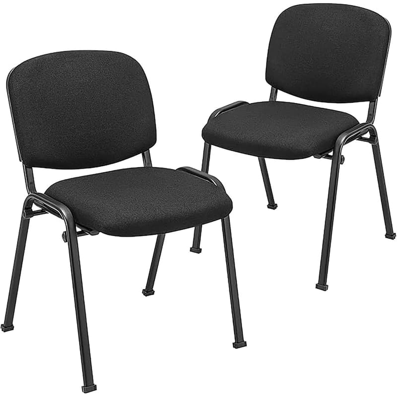 Meeting Room Conference Chair Set w/ Metal Frame & Upholstered Back - 2 PCS