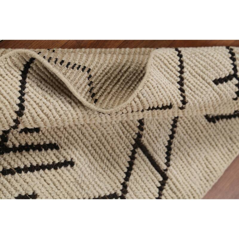 Ivory Moroccan Oriental Accent Rug Handmade Wool Carpet - 2'9"x 5'7"