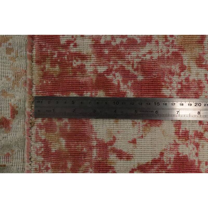 Hand Knotted Oriental Viscose Silk Carpet Modern Abstract Coral Abstract Area Rug - 6' 3'' X 4' 1''