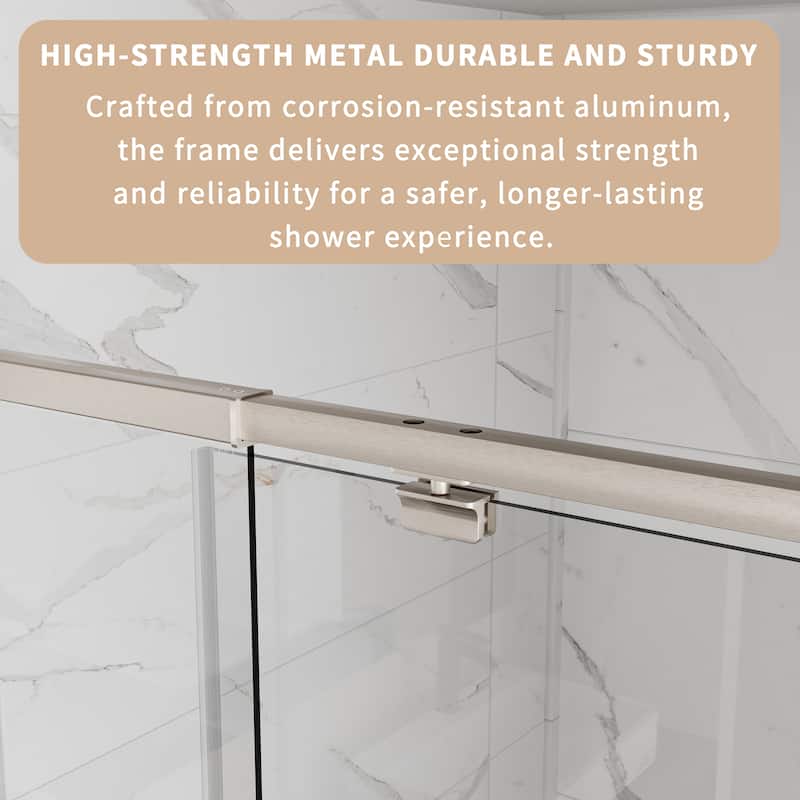 Modland 38-42"x71'' Adjustable Pivot Shower Door - Auto-Lift Hinge, Magnetic Seal, 5 Finishes for Uneven Walls - 42''x 71''