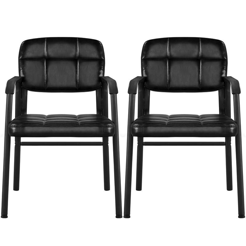 Yaheetech 2pcs Upholstered Leather Chairs with Armrest & Metal Frame
