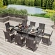 preview thumbnail 25 of 52, Kullavik Outdoor Dining Set, Rattan Patio Furniture Dining Table & Chairs 10Pcs Khaki