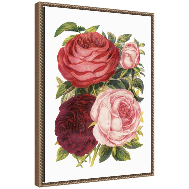 Kate and Laurel Sylvie Victorian Flowers Framed Canvas by The Creative Bunch Studio - Gold