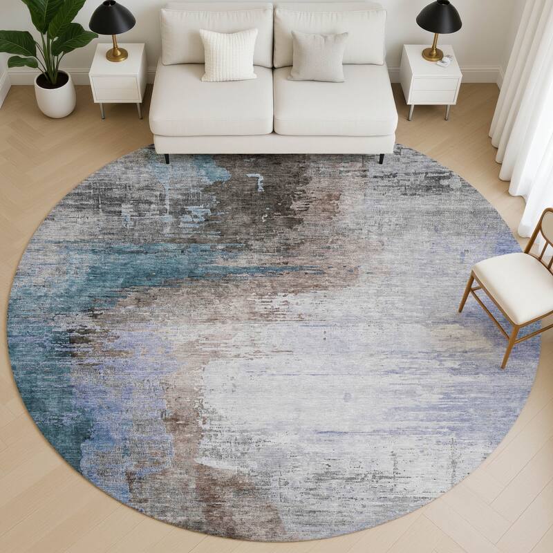 Premium Washable Super Soft Abstract Soid Mayfield Rug - Brown - 8' x 8'