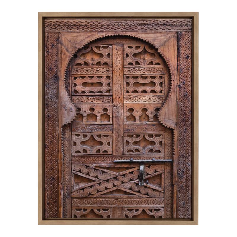 Kate and Laurel Sylvie Morocco Marrakech Door II Framed Canvas by Golie - 18x24 - Plastic - Gold