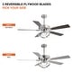 preview thumbnail 35 of 46, 52" Modern Chrome/ Black Indoor Ceiling Fan Light with Remote and 5 Resiversible Blades
