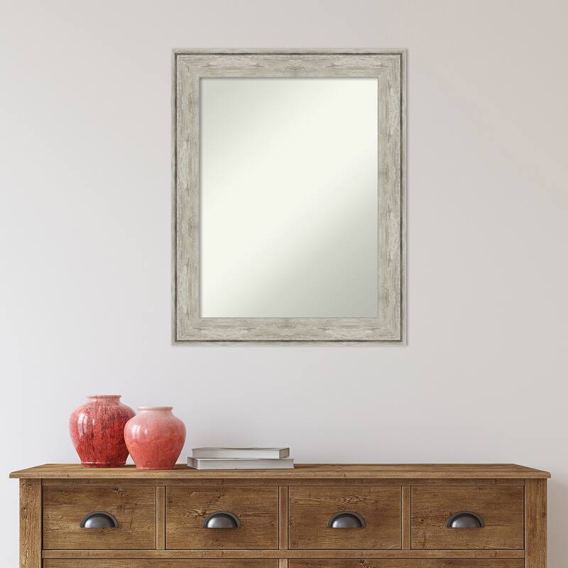Non-Beveled Bathroom Wall Mirror - Crackled Metallic Frame