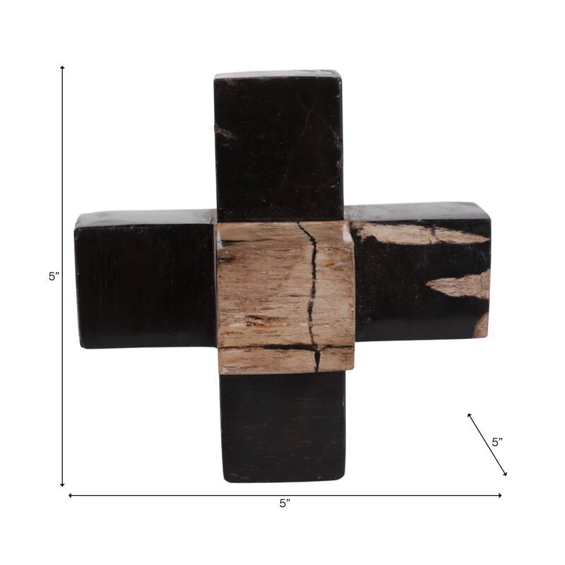 Wood Decorative Object Geometric Design for Home Bedroom Office Decor - 5" x 5" x 5"