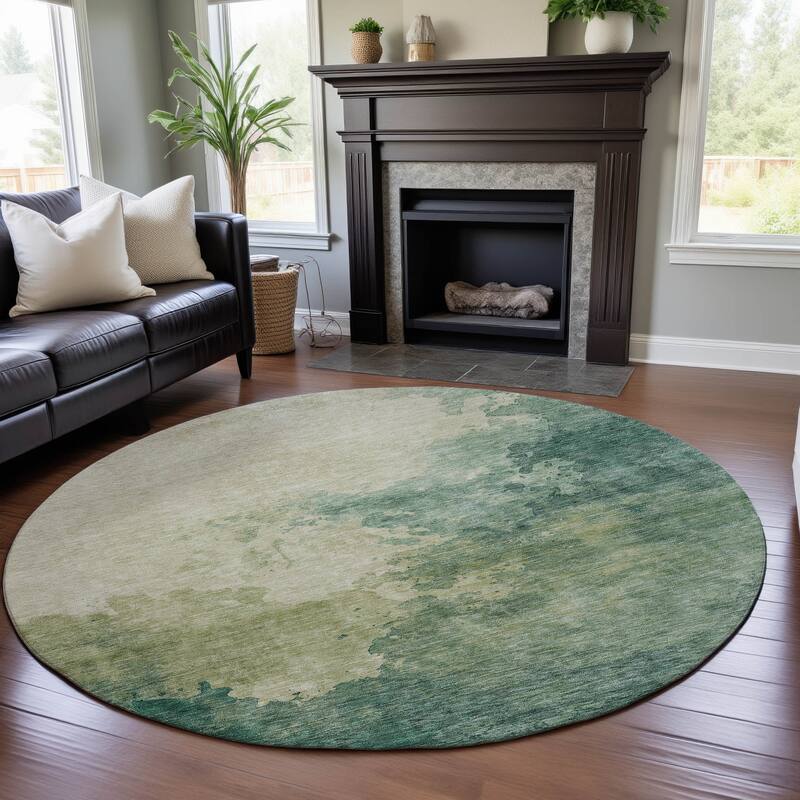 Premium Washable Super Soft Chic Modern Mayfield Rug - Green - 8' x 8'