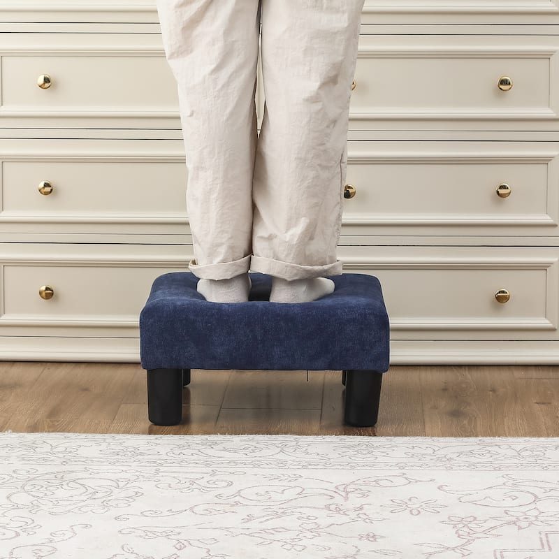 Adeco Ottoman Upholstered Fabric Footrest Pet Steps Dog Stair Stool