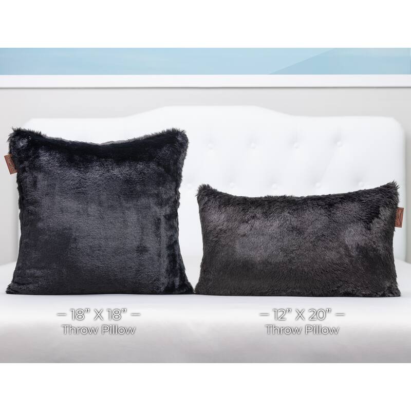 12x20 2-tone Fabulous Faux Fur Throw Pillow - Black Panther, 1 PCS