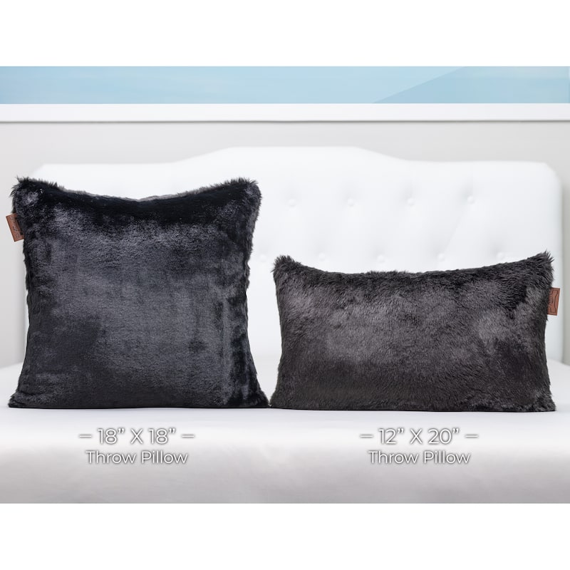18x18 2-tone Fabulous Fake Fur Throw Pillow - Black Panther, 1 PCS