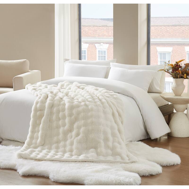 Brooklyn Loom Bubble Faux Fur Blanket and Throw