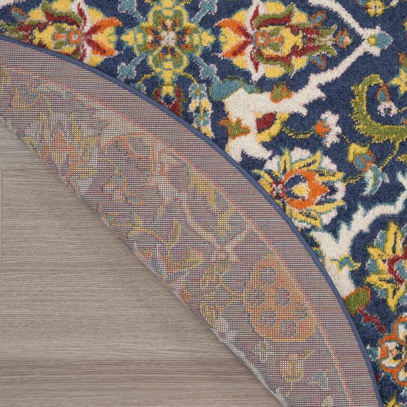 Goyim Power Loomed Geometric Floral Traditional Low Pile Area Rug By HomeRoots - 63' X '63' X '0.25
