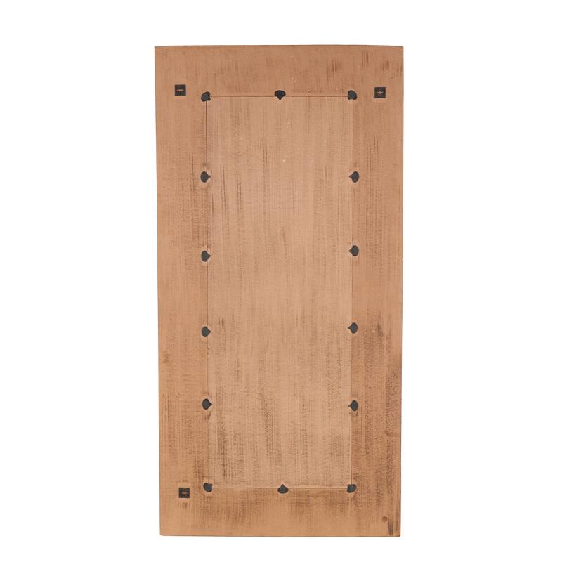 Mango Wood Geometric Handmade Dimensional Square Mosaic Room Floor Mirror with Grain Patterns - Brown - Roche River Decor