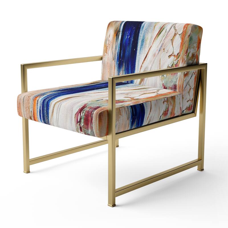 Designart "Colorful Abstract Painting Strokes II" Upholstered Modern Accent Chair and Arm Chair
