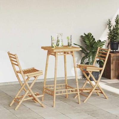 vidaXL Outdoor Bar Stool Natural Bamboo Standard Outdoor Bar Stool Size - 22.6 x 15.7 x 38.2