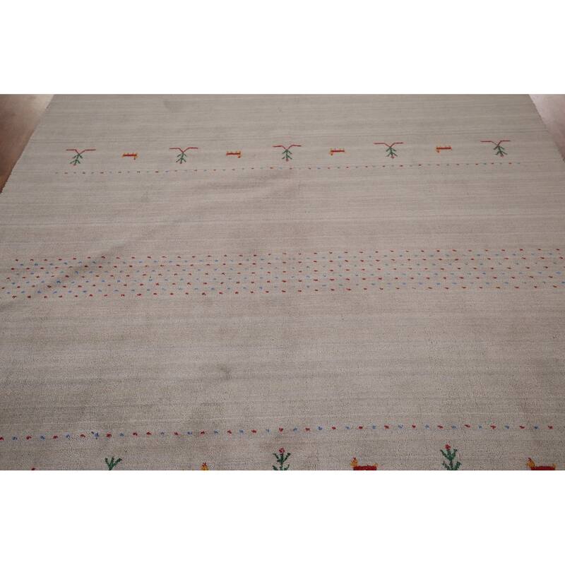 Tribal Gabbeh Indian Area Rug Handmade Wool Carpet - 6'8"x 9'7"