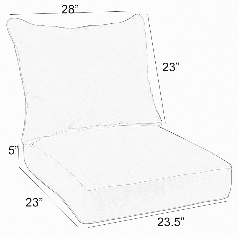 Black White Striped Deep Corded Chair Pillow and Cushion Set by Havenside Home