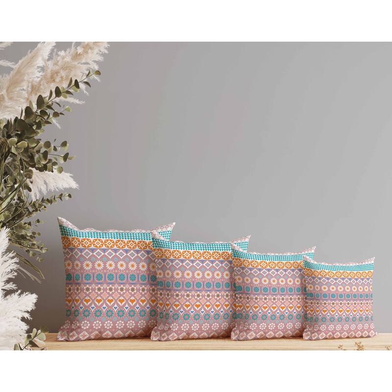 Shape Synergy Faux Suede Reversible Throw Pillow Orange and Cyan