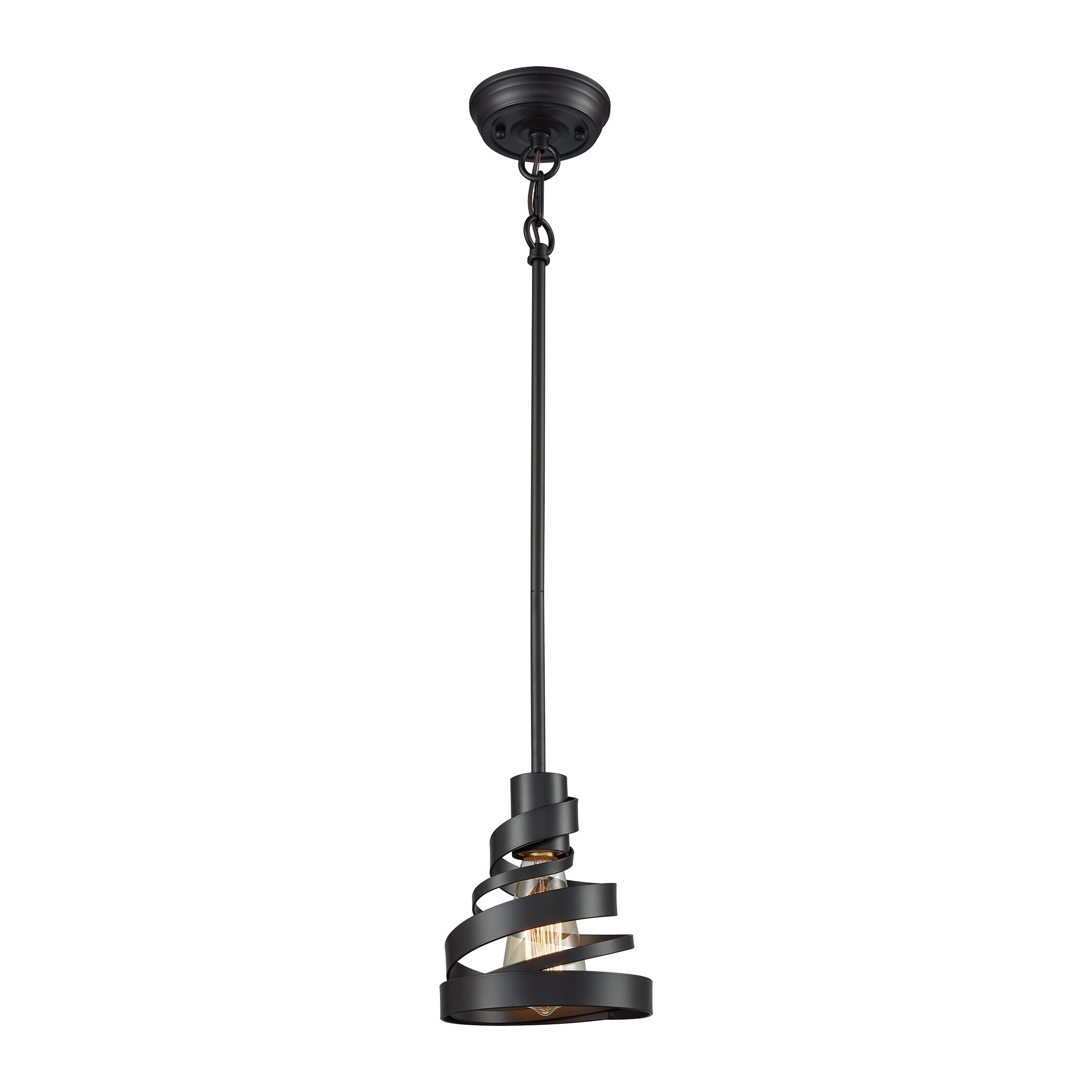 Zabrina 1-Light Mini Pendant in Oil Rubbed Bronze with Metal Shade - Includes Adapter Kit