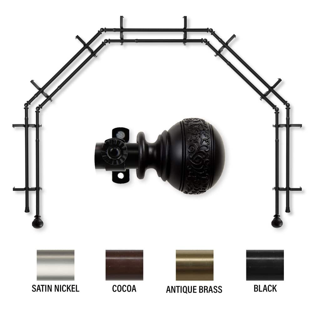 InStyleDesign Nadine 13/16" 5-Sided Double Bay Window Curtain Rod