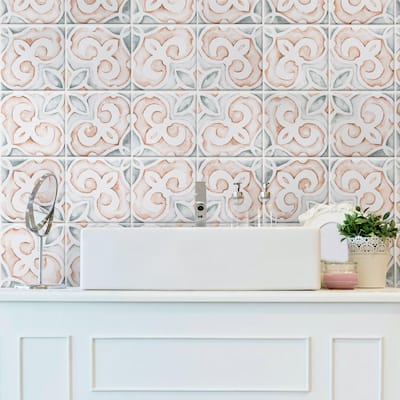 Merola Tile Saint Germain Chaud Deco Simone 5-3/4" x 5-3/4" Porcelain Floor and Wall Tile