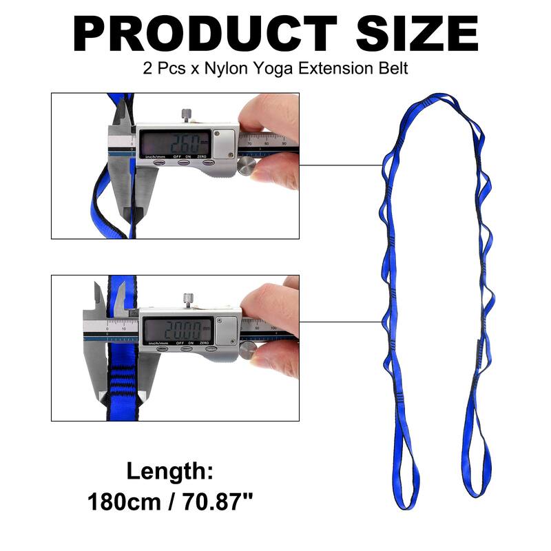25KN Daisy Chain Yoga Extend Belt 1.8M, 2Pcs Climbing Straps for Exercise - 1.8M - Blue