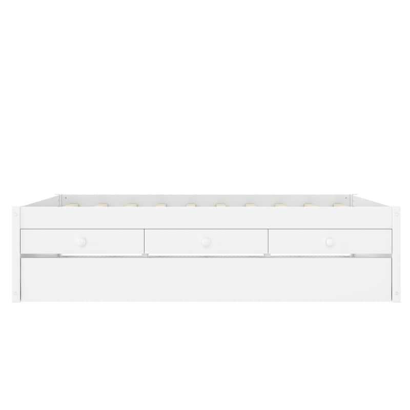 Full/Twin Platform Bed with Trundle, 2 Drawers & Built-in Power Outlets