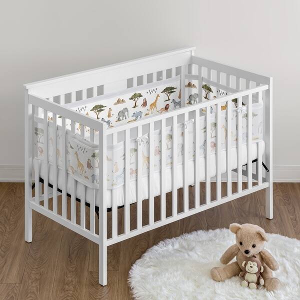 Jungle Animals Boy Girl Gender Neutral Sweet Jojo Designs + BreathableBaby Breathable Mesh Crib Liner Green Boho