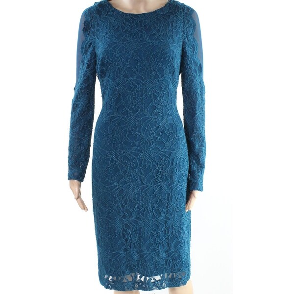 scalloped lace sheath dress