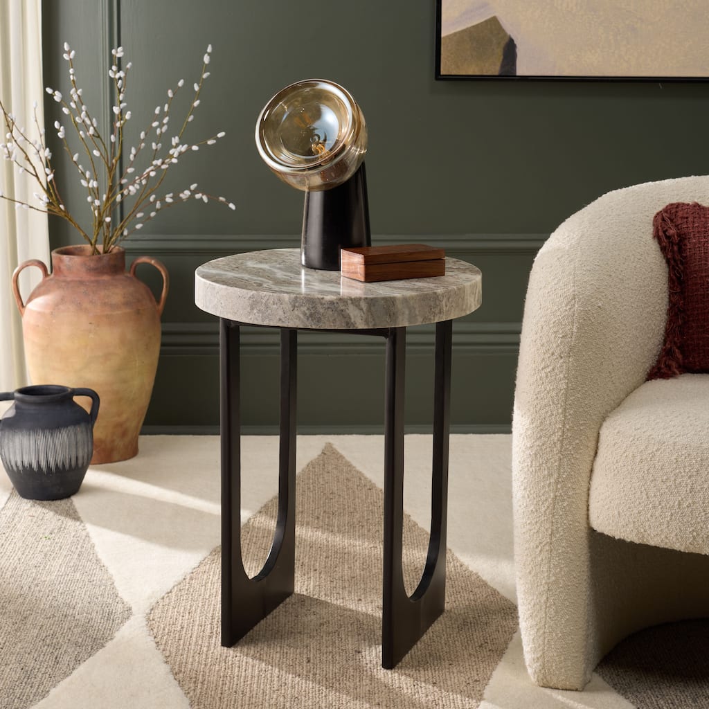 SAFAVIEH Home Marasu Marble Side Table, Fully Assembled - 18"W x 18"D x 24"H