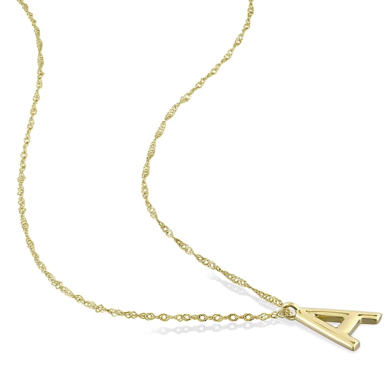 Miadora 14k Yellow Gold A Initial Necklace - 11.3 mm x 17 inch x 8.4 mm - 11.3 mm x 17 inch x 8.4 mm