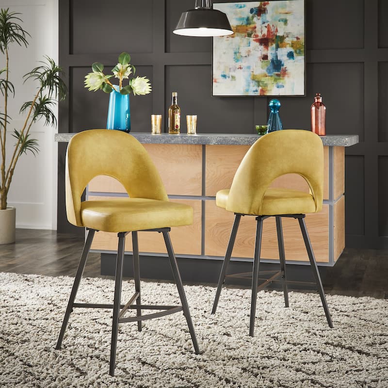 Presley Metal Fabric Swivel Bar Stools (Set of 2) by iNSPIRE Q Modern
