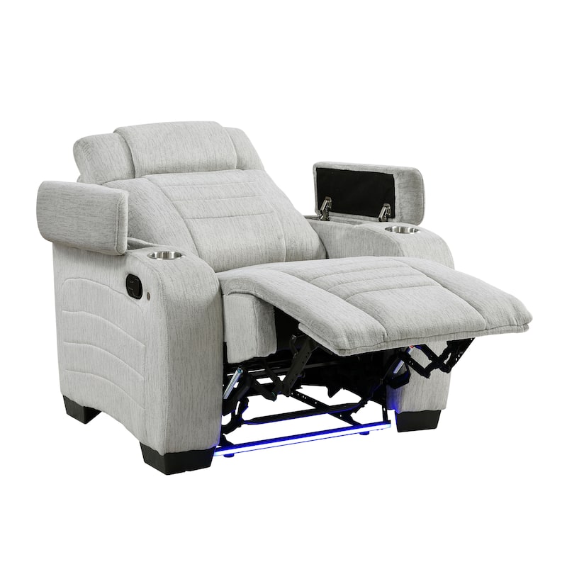 Coast 38.5" Microfiber Manual Recliner - Storage Arm, Cup Holder & LED