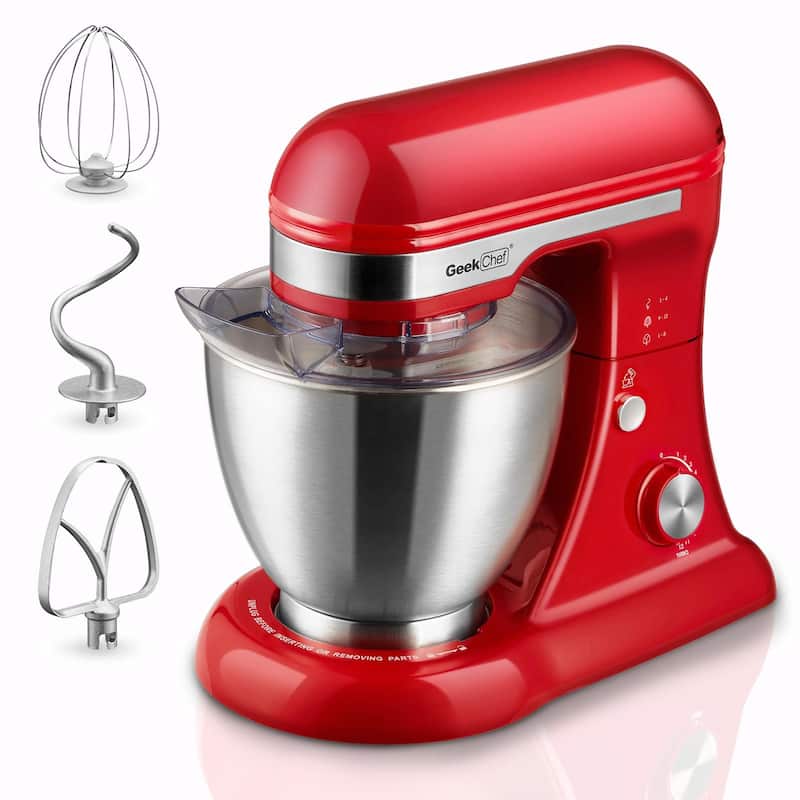 Electric Stand Mixer, 4.8QT, 12 Speeds, Tilt-Head Food Mixer with Dough Hook, Rotary Knob - Red