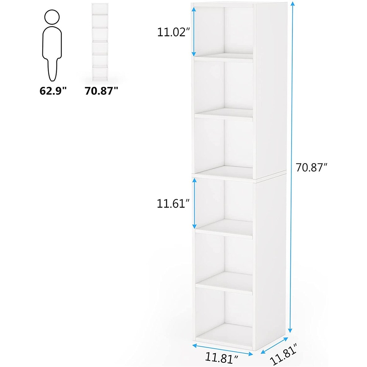 Tall narrow outlet cube storage unit