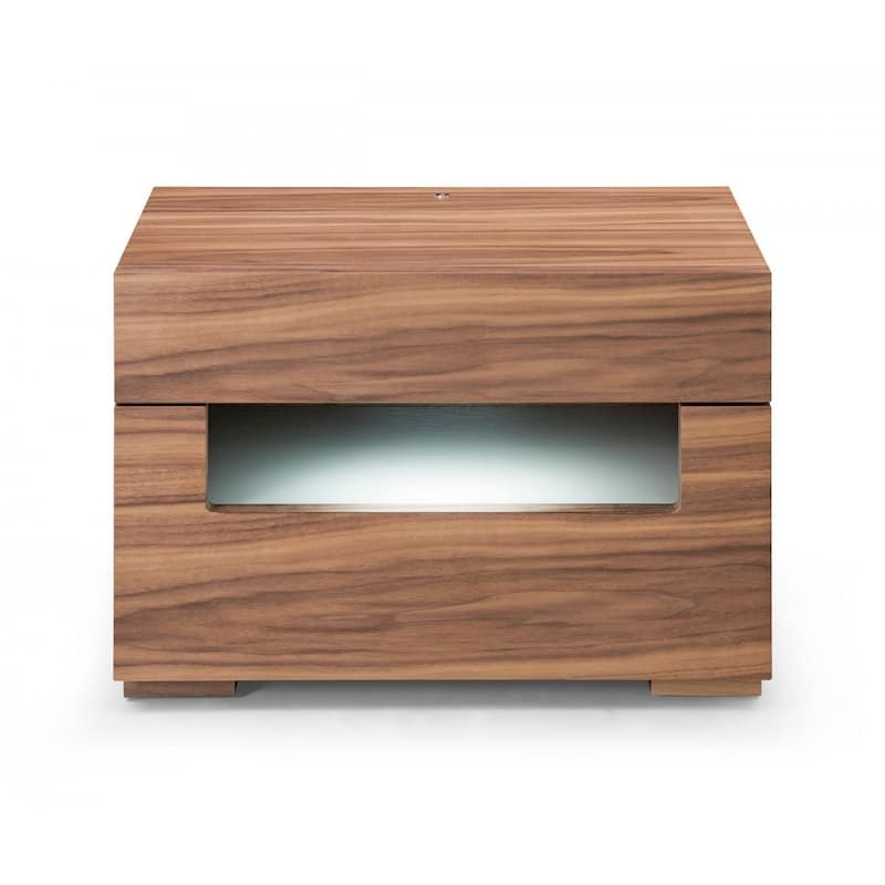 HomeRoots 16" Wood Lighted Two Drawer Nightstand