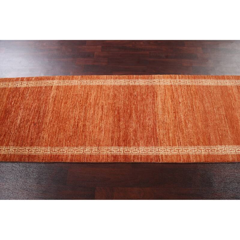 Orange Gabbeh Kashkoli Oriental Runner Rug Hand-knotted Wool Carpet - 2'6" x 8'8"