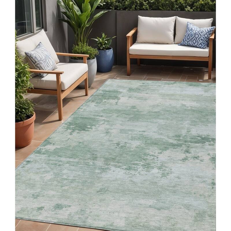 HomeRoots Abstract Transitional Rectangle Outdoor Rug - 5' X 8'